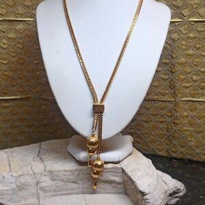 Vintage Vendum Lariat Bolo Style Gold Necklace Rare Jewelry